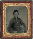 Civil War 1/6 Plate Ruby Ambrotype New York State Fifer Musician W Instrument