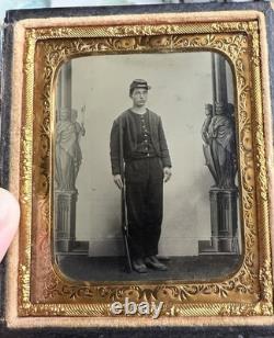 Civil War 1/6 Tintype Photo Of A 23rd Pennsylvania Birneys Zouave Gettysburg