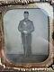 Civil War 1/6 Tintype Photo Of Cavalry Soldier With Carbine Sling & Sword