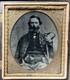Civil War 1/6 Tintype Of An Old Double Armed Cavalry Soldier
