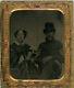 Civil War 1/6 Plate Tintype, Older First Sergeant With Female