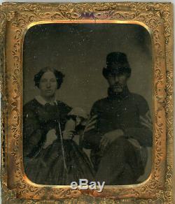 Civil War 1/6 plate Tintype, Older First Sergeant with female
