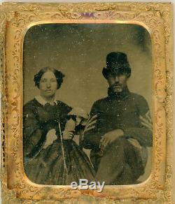 Civil War 1/6 plate Tintype, Older First Sergeant with female