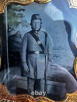 Civil War 1/6th Plate Tintype Of Possible North Carolina Confederate Soldier