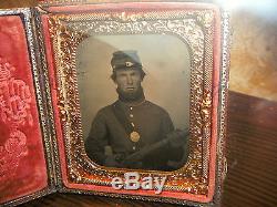 Civil War 1/6th Plate Tintype of Armed Infantryman with Musket