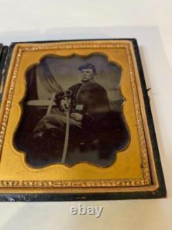 Civil War 1/6th Plate Tintype of Union Cavalry Soldier with Sword