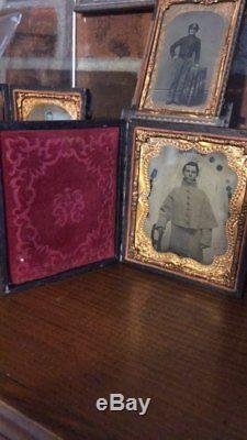 Civil War 1/6th plate Ambrotype. Outdoor Over Coat shot