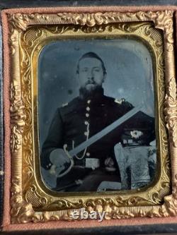 Civil War 1/9 Ambrotype Photo Of Armed With Sword