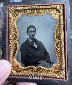 Civil War 1/9 Ambrotype Photo Of Union Soldier