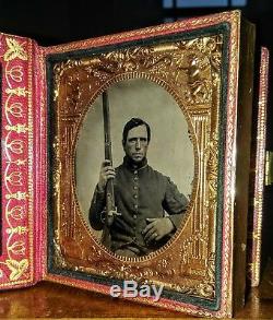 Civil War 6th Pl Tintypes Armed ID'ed New York Soldier Wife With Photo Rare Case