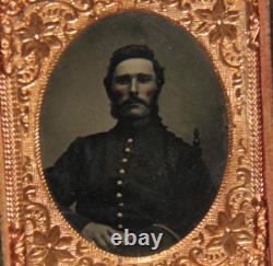 Civil War Ambrotype 9th Plate Union Officer Soldier Rosy Cheeks