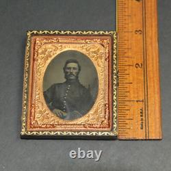 Civil War Ambrotype 9th Plate Union Officer Soldier Rosy Cheeks