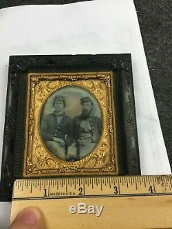 Civil War Ambrotype Photo Two Soldiers in a Thermoplastic Frame Abbott Gallery