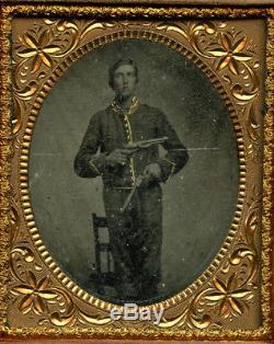 Civil War Armed Cased Tintype 2 REVOLVERS Complete Case UNTOUCHED Uniform Image