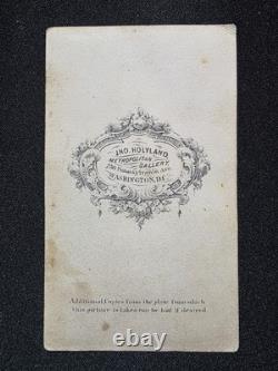 Civil War CDV Armed Union Soldier with Sword Washington DC Backmark Camp Scene