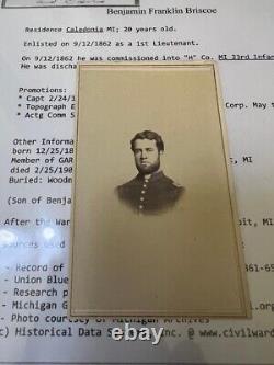 Civil War CDV Capt. Benjamin F Briscoe 23rd Michigan Vols