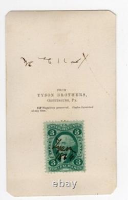 Civil War CDV Photo Tyson Brothers Gettysburg PA 1864 Cancelled Revenue Stamp