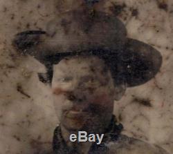 Civil War CONFEDERATE Soldier 1/6 Plate Ambrotype with partial ID