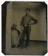 Civil War Cavalryman, Sword, Hardee Hat, Great Pose-sixth Plate Tintype