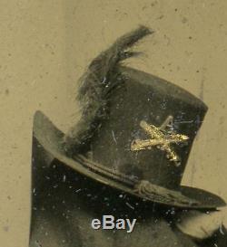 Civil War Cavalryman, Sword, Hardee Hat, Great Pose-Sixth Plate Tintype