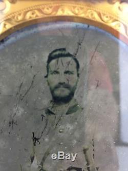 Civil War Confederate Cav Soldier Image MCELROY BOWIE 1/2 plate Ruby Ambrotype
