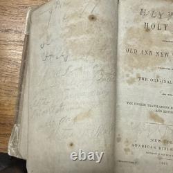 Civil War Confederate Georgia 1863 Bible Rock Island Prison POW Owned Signed