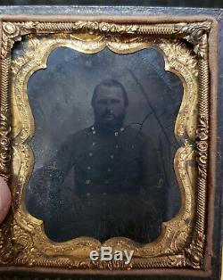 Civil War Confederate Officer 6th Plate Tintype Photograph