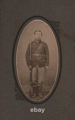 Civil War Confederate Soldier Armed Rifle Albumen Photo ACW