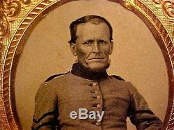 Civil War Confederate Soldier withNC Sunburst Buttons Photograph 1/6 Plate NICE