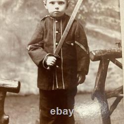 Civil War Confederate Troops Cabinet Card Photo Child With Sword Knife Uniform