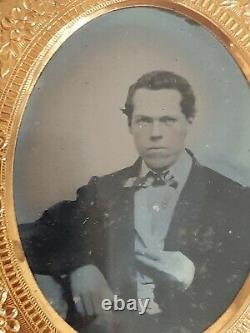 Civil War Daguerreotype Gold Frame Union Forever Black Bakelite Case WOW