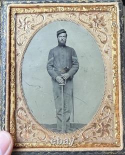 Civil War Double Armed 1/4 Tintype Photo