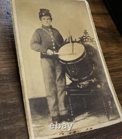 Civil War Drummer Boy Soldier Enlisted at 11 + POW Signed & ID'd CdV Photo Rare
