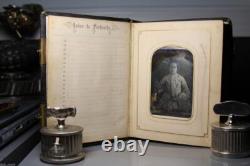 Civil War Era / 1860s Photo Album Curtis Family Illinois Iowa w' Daguerreotype