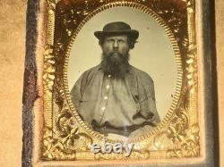 Civil War Era Ambrotype ID'd Missouri Man Soldier Or Miner 1860s Ambrotype Photo