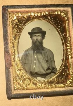 Civil War Era Ambrotype ID'd Missouri Man Soldier Or Miner 1860s Ambrotype Photo