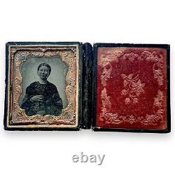 Civil War Era Ambrotype Portrait Woman in Ornate Case Gold Frame