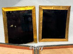 Civil War Era Ambrotype Seated Couple Man & Woman With Gold Jewelry Leather Case