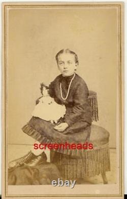 Civil War Era CDV PHOTO GIRL & ANTIQUE CHINA DOLL W. P. ESTELL Richmond Indiana