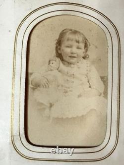 Civil War Era CDV Tintype Photo Album, Union Soldier, Children With Dolls Etc