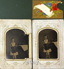 Civil War Era CDV Tintype Photo Album, Union Soldier, Children With Dolls Etc