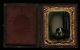 Civil War Era Cased Tintype Photo Little Dog In Gothic Chair With Toy