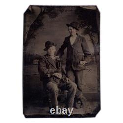 Civil War Era Companion Portrait Tintype Friendship Pose at Lake House Men