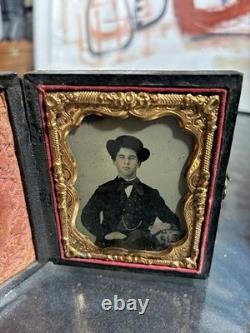 Civil War Era Daguerreotype Photo In Original Case 3 Inches Tall