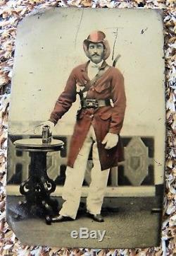 Civil War Era Fireman Colored Tintype Dressed in Parade Gala
