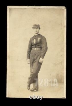 Civil War Era Ice Skater Wearing Medal Frozen Lake Rare 1860s Skating Photo