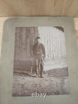 Civil War Era Soldier w Weapons Photo Antique Photograph Miltia