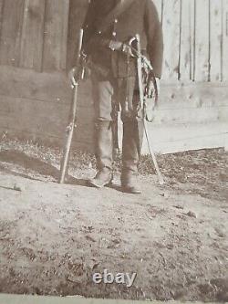 Civil War Era Soldier w Weapons Photo Antique Photograph Miltia