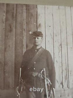 Civil War Era Soldier w Weapons Photo Antique Photograph Miltia