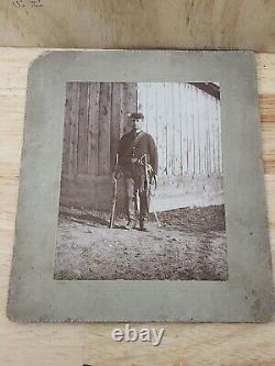 Civil War Era Soldier w Weapons Photo Antique Photograph Miltia